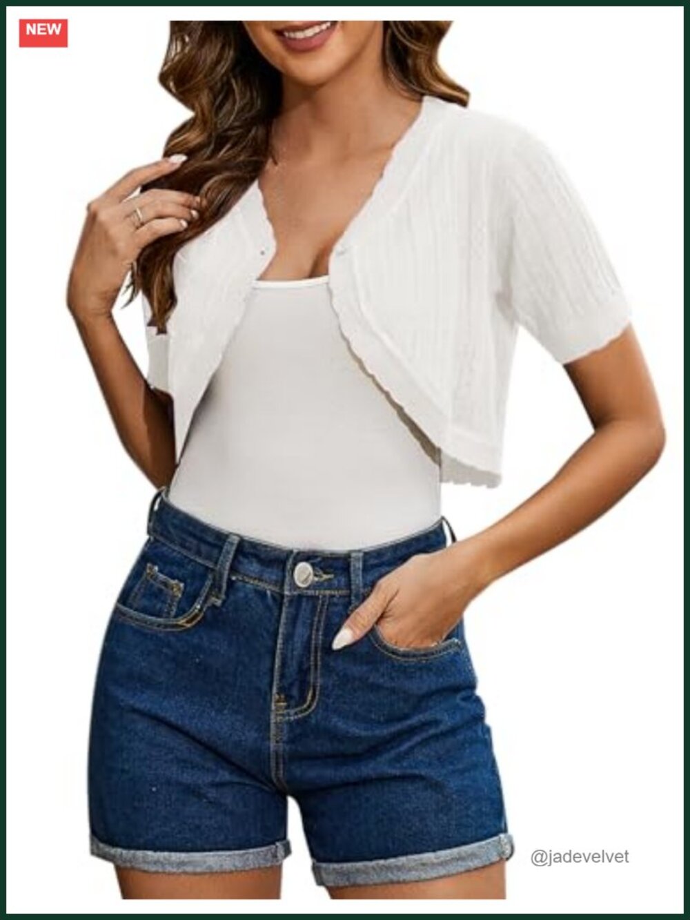 Cropped Bolero Shrug Open Front Short Sleeve Crochet Knit Cardigan